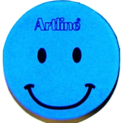 Image of Artline Magnetic Smiley Face Circular Whiteboard Eraser Blue
