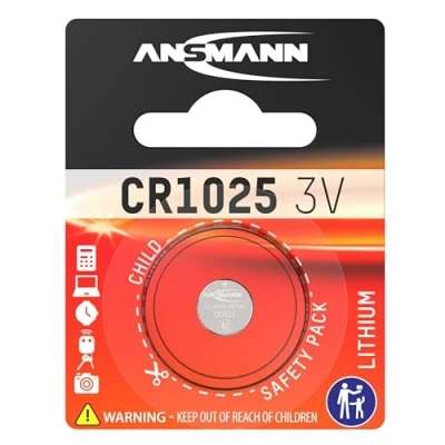 Image of ANSMANN CR1025 Coin Battery [Pack of 1] Lithium 3V Button Cell Ideal For Calculators, Scales, Clocks, Watched, Car Keys, Digital Cameras and Garage Door Openers