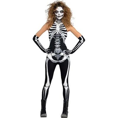Image of amscan 844608 Adults Sexy Bone A Fied Babe Fancy Dress Halloween Skeleton Costume UK 10 12