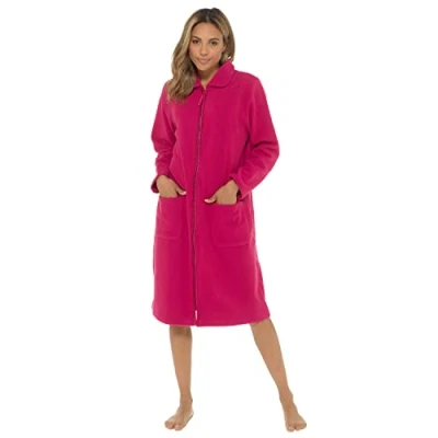 Image of Undercover Ladies Zip Fleece Gown LN730UC Wine 22 24