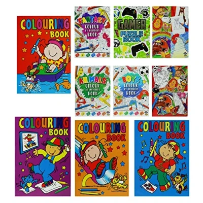 Image of 10 X A6 Colouring Books for Children, Mini Party Bags, Kids Book Girls and Boys Bag Fillers, Assorted