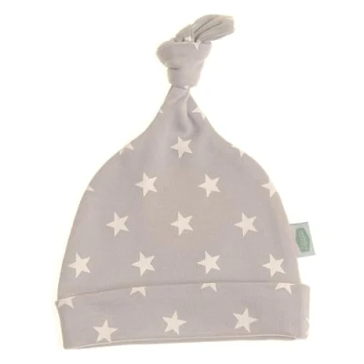 Image of Ziggle Baby Hat Beanie Knott Knot Newborn Boys Girls Unisex Colour Choice 100% Cotton 0 6 Months (Grey with White Stars)