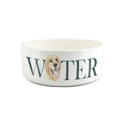 Image of Golden Retriever Pet Bowl Large Ceramic Water White Dish For Dogs