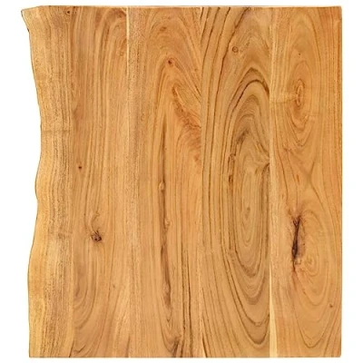 Image of vidaXL Solid Acacia Wood Vanity Top Bathroom Countertop Natural Live Edge, Polished &amp; Lacquered, 58cm x 52cm