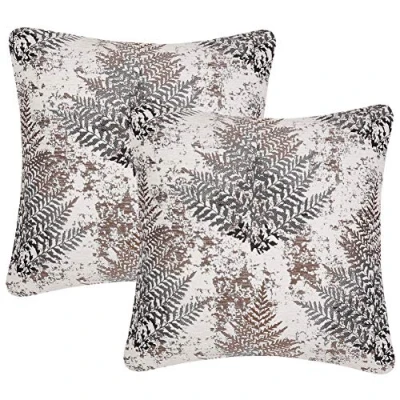 Image of Yeiotsy Pack of 2, Nordic Style Cozy Decorative Throw Pillow Covers for Sofa Bed Car Chair Geometric Cushion Cases Jacquard Chenille (Coffee Fern, 18 X Inches)