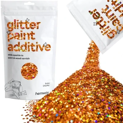 Image of Glitter Paint for Walls Copper Holographic Additive Emulsion Latex Acrylic Sparkles Extra Chunky Interior Painting 100g / 3.5oz