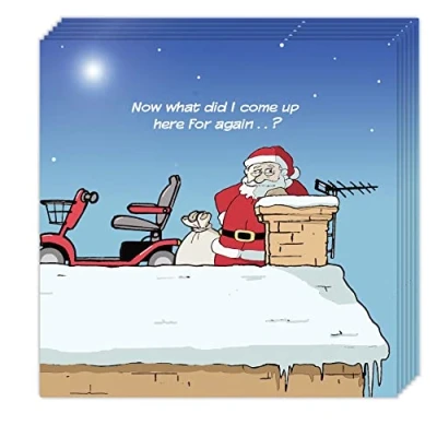 Image of Twizler Funny Christmas Cards Pack of 10 Senior Santa Design Multipack Merry