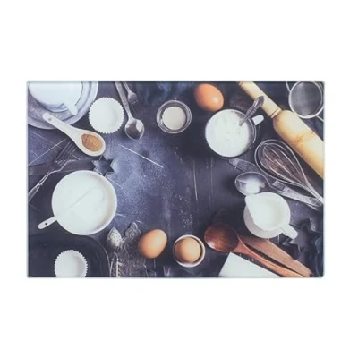 Image of 30x20cm Baking Tempered Glass Cutting Board Chopping Serving Tabletop Non Slip