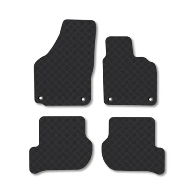 Image of Rubber Car Mats Compatible with VW JeTTa (2005 2011) Tailored Fit Floor Set Accessory Black Custom 4 Pieces Clips Anti Slip Backing, Heavy Duty &amp; Waterproof