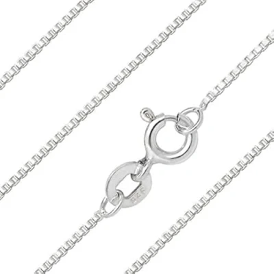 Image of Aeon Real Sterling Silver 1mm Venice Box Chain in 16 Inches, 18 Inches and 20 Inches. 925 Necklace (16)