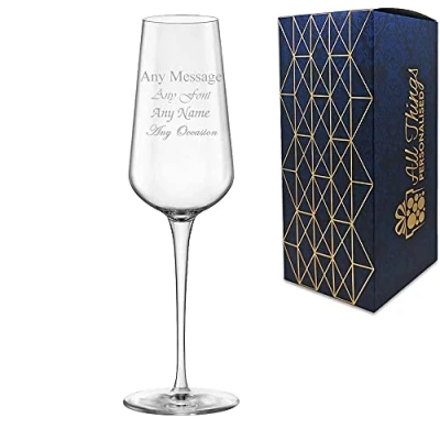 Image of Personalised Engraved 285ml Inalto Uno Champagne Flute, Gift Boxed, Perfect for Any Prosecco Lover