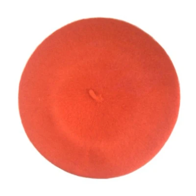 Image of Central Chic Womens Quality Plain Beret Hat 100% Wool French Winter Autumn Ladies Girls Fashion Hats One Size Fits All (Orange)