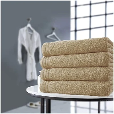 Image of GC GAVENO CAVAILIA Pack of 4 Bath Sheets, 100% Egyptian Cotton 500 GSM Towels, Highly Absorbent Quick Dry Bathroom Towel Set, Mocha, 75x135