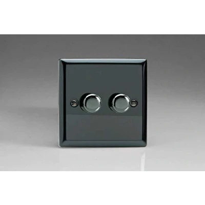 Image of Varilight Classic V Pro Iridium Black 2 Gang LED Trailing Edge Dimmer Switch 1 or Way