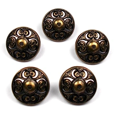 Image of Vintage Style Metal Filigree Buttons Pack of 5 (22mm, Bronze)