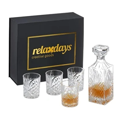 Image of Relaxdays Transparent Whisky Glasses, Set of 4, 200 ml, Elegant Crystal Look, Modern Drink Containers for The Home Bar