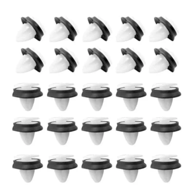 Image of Pulchra 50PCS Car Door Panel Molded Trim Clip Holder Plastic Fastener, Exterior Bumper Strip Lower with Black Rubber Seal Fits 9mm Hole 856543 71728806