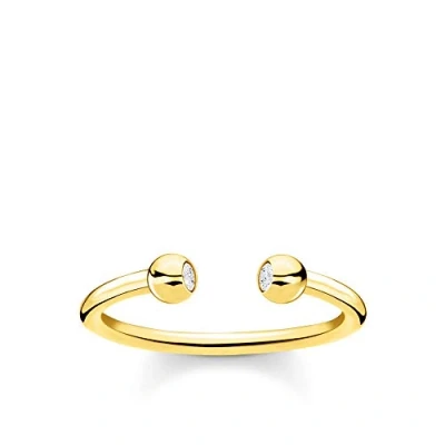Image of THOMAS SABO Women&#039;s Ring 925 Sterling Silver 750 Yellow Gold Plating, 48, Precious metal, Cubic Zirconia