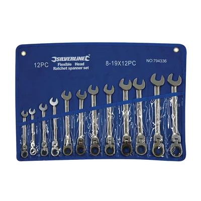 Image of Silverline Flexible Head Ratchet Spanner Set 12pce 8 19mm