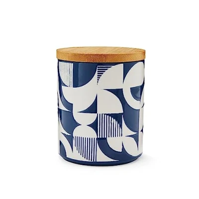 Image of Cooksmart Ceramic Airtight Storage Jars &amp; Canisters Perfect For Pasta Rice With Lids All Type Of Foods Bauhaus Geo