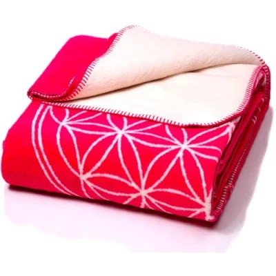 Image of Glart blanket pink ecru Flower of Life XL, sofa 150 x 200 cm, soft and warm woolly blanket, extra fluffy, for use as a couch cosy throw, plush throw