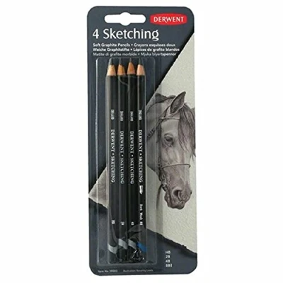 Image of Derwent 39003 Sketching Sampler Pack, Set of Pencils and Blocks with Accessories, Professional Quality, Black