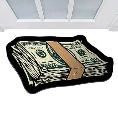Image of Money Rug for Bedroom, Door Mats 100 Dollar Bill Carpet, Area Soft Crystal Velvet Rug, Comfy Carpet Non Slip Bedroom Living Room Decor