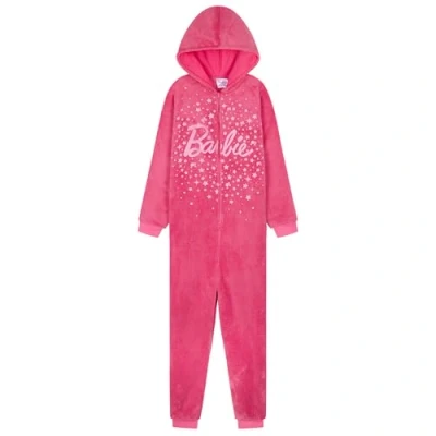 Image of Barbie Girls &amp; Teenagers Fleece Onesie with Hood, Warm Hooded Sleepsuit Cosy Loungewear Gifts for (Pink, 13 14 Years)