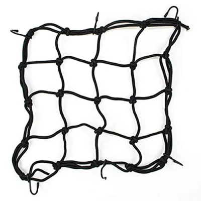Image of Brussels08 6 Hook Premium Bike Bungee Cargo Net Motorcycle Mesh Bag Luggage Rope Fastened Elastic Cord String Sundries Helmet Holder Black