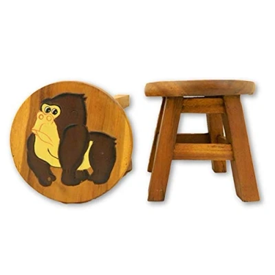 Image of Thai Gifts Childrens Wooden Stool Gorilla