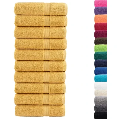 Image of vidaXL Premium Hand Towels SOLUND 10pcs Gold 50x100cm 600gsm