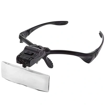 Image of Headband Magnifier with LED Light, Handsfree Reading Head Mount Glasses 5 Detachable Lenses, Pro Magnifying for Reading, Nail Art, Eyelash, Jewelry, Watch and Electronic Repair
