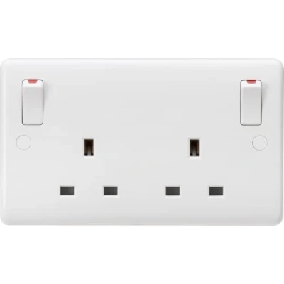 Image of KnightsBridge 13A 2G DP Curved Switched Socket w/outboard rockers