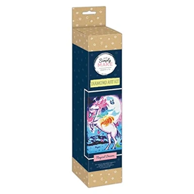 Image of Simply Make Diamond Art Kit Magical Unicorn Painting Kits For Adults, Vibrant Picture Canvas with Accessories, Home Decor or Wall Hang Accessory, Gem Tool Included &amp; Craft
