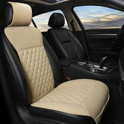 Image of Black Panther Car Seat Cover, Luxury Front Driver Four Seasons Protect Cover with Backrest(1PC Beige)
