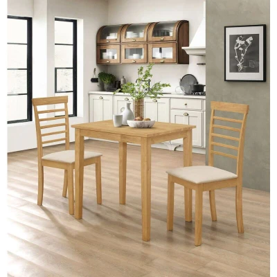 Image of Hallowood Furniture Ledbury Small Dining Table and 2 Chairs in Light Oak, Solid Wooden Chairs, Space Saving Kitchen &amp; Chair, Room Set