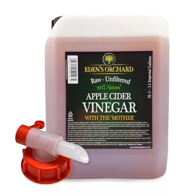 Image of Eden&#039;s Orchard Apple Cider Vinegar with the Mother Raw and Unfiltered 5 Litre Jerry Can Includes Tap 1.1 Imperial Gallons 5000ml