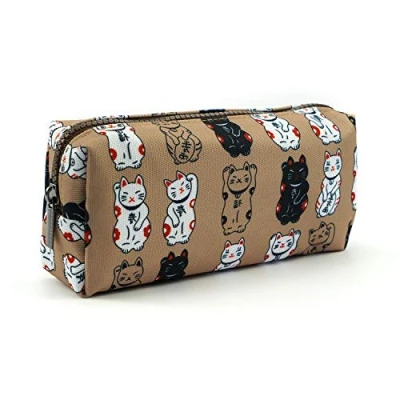 Image of LParkin Lucky Japanese Cat Pencil Case Cute Maneki Neko Bag Pouch Makeup Cosmetic Kawaii Gadget Box Stationary