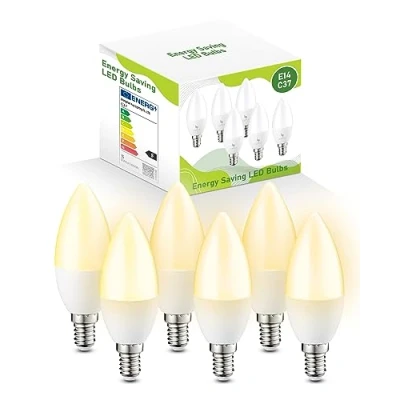 Image of E14 LED Light Bulb, 5W Bulb Warm White 2700K, 40W Equivalent SES Small Edison Screw Energy Saving 400 Lumens Candle Non Dimmable, 6 Packs
