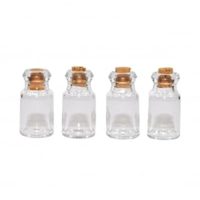 Image of Melody Jane Dolls House 4 Empty Glass Bottling Jars &amp; Corks Miniature Kitchen Shop Accessory