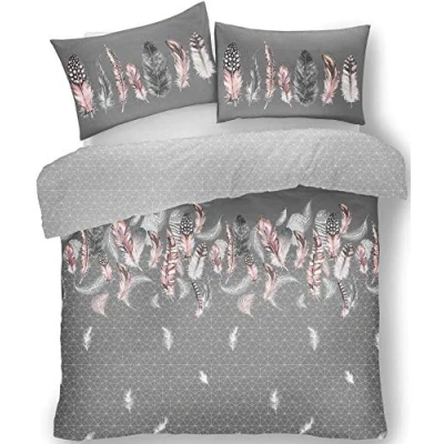 Image of FAIRWAYUK Grey Bedding Set King Size Bed, Duvet Quilt Cover with Pillowcase, Reversible, Ultra Soft, Easy Care