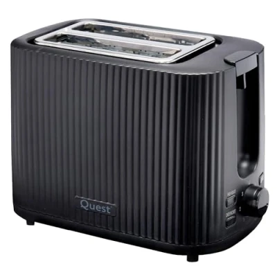 Image of Quest 2 Slice Toasters/Modern Grooved Design / 7 Browning Levels/Reheat &amp; Defrost/Crumb Tray Cord Storage 930W (Black)