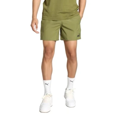 Image of PUMA ESS+ Tape Woven Shorts Olive Green