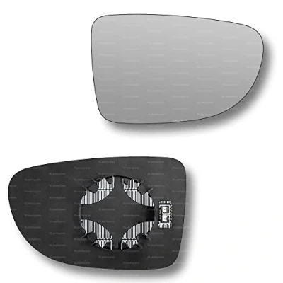 Image of Less4spares Replacement Wing Mirror Glass Right Compatible with Renault Clio 2012 2019 CLIP ON Driver Off side Heated Convex