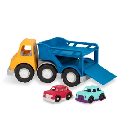 Image of Wonder Wheels by Battat Car Carrier Truck Toy with 2 Cars for Toddlers Aged 1 &amp; Up (3Pc) 100% Recyclable, Multi