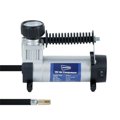 Image of Streetwize Sahara Metal 12V Air Compressor 2 Metre Cable Tyre Inflator, Analogue Pressure Gauge Perfect For: Cars, Vans, 4x4&#039;s and Football&#039;s