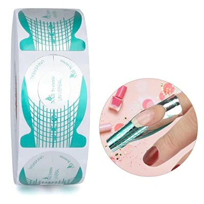 Image of G2PLUS Paper Nail Forms for Gel Builder 500PCS Extension Form Stickers Adhesive Nails