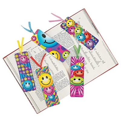 Image of MunchieMoosKids Pack of 12 Bright Coloured Smiley Bookmarks Great Stocking Party Loot Bag Fillers