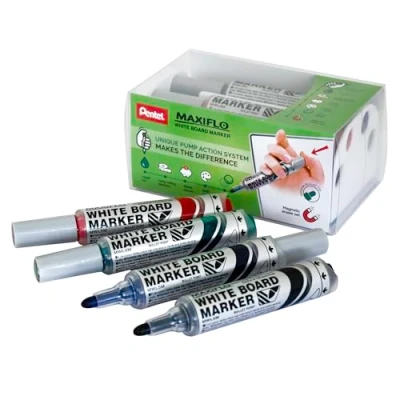 Image of Pentel Maxiflo Liquid Ink Drywipe Marker Eraser Set