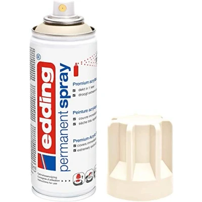 Image of edding 5200 permanent spray light ivory matt 200 ml acrylic paint for painting and decorating glass, metal, wood, ceramic, plastic, canvas aerosol spray,